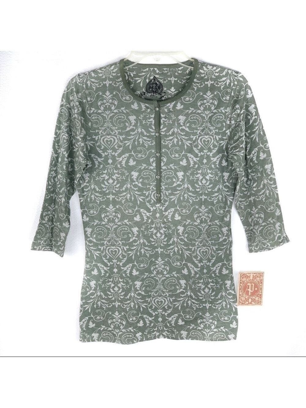 NEW WITH TAGS-Pathway Burnout, Lightweight, Scroll/Flower Delicate Print Top SM